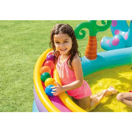 Intex® 57135 Dinoland játszóközpont, felfújható játszómedence, 302x229x112 cm