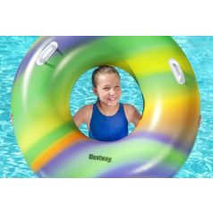   Bestway® 36352 Rainbow Swim Felfújható úszógumi, fogókával, gyerek méret, 119 cm