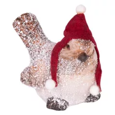   MagicHome karácsonyi dekoráció, Madár sapkával, 8,8 x 6 x 9 cm