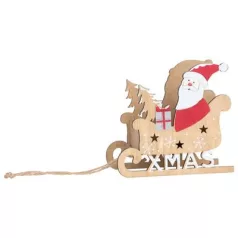 Woodeco 65009 Dekoráció, Mikulas Szánkózva, 19x15 cm
