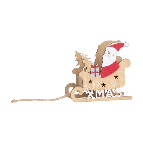 Woodeco 65009 Dekoráció, Mikulas Szánkózva, 19x15 cm