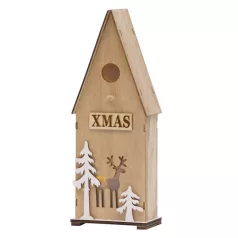 Woodeco 11244 Dekoráció, Madár Ketrec, 3xLED, 12x7x32 cm