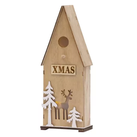 Woodeco 11244 Dekoráció, Madár Ketrec, 3xLED, 12x7x32 cm