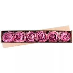   Virág Rózsa Kivirult, Sötét Rózsaszín, Szár, csomag 6 db