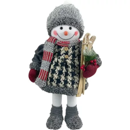 MagicHome karácsonyi dekoráció, Hóember sítalppal, 50 cm