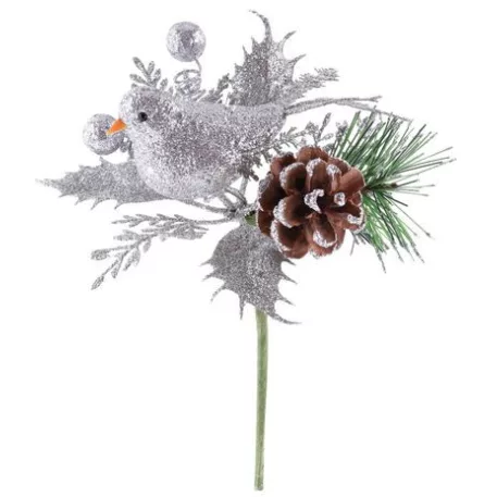 Ág Madárkával, Ezüst 17 cm, 6 db