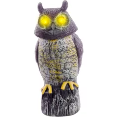   Madárriasztó, Bagoly, napelemes, világító szemek, forgó fej, 43 cm