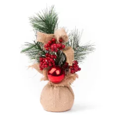   MagicHome karácsonyi dekoráció, Ágak jutában, gömbbel, 23 cm, 2db