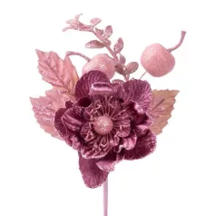 Ág Virággal, Rószaszín, 22 cm, 6 db