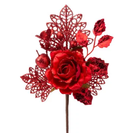 Ág Rózsával, Piros, 25,5 cm, 6 db