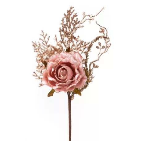 Ág Rózsával, Rózsaszín Arany, 26 cm, 6 db