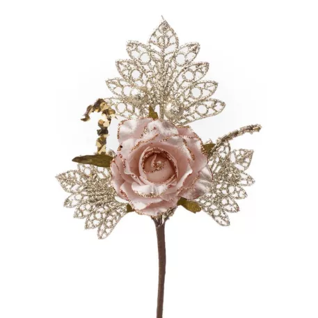MagicHome karácsonyi ág, rózsaszín-arany, 26 cm