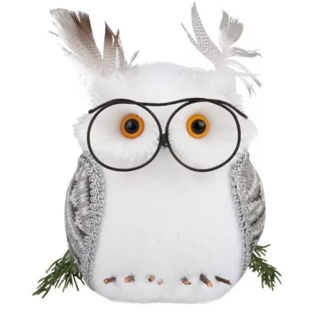 Bagoly Magichome, 13x16x15 cm, Fehér,Pehely