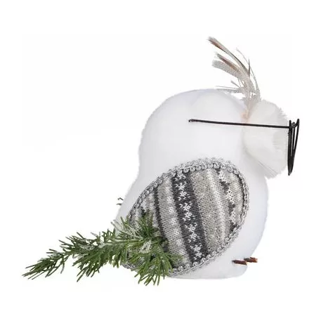 Bagoly Magichome, 13x16x15 cm, Fehér,Pehely