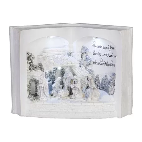 MagicHome karácsonyi dekoráció, Betlehem könyvben, angol szöveggel, 3 ​​LED, 3xAA, belső, 27,50x12x19 cm
