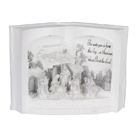 MagicHome karácsonyi dekoráció, Betlehem könyvben, angol szöveggel, 3 ​​LED, 3xAA, belső, 27,50x12x19 cm