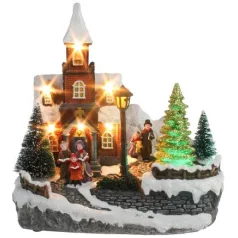   MagicHome karácsonyi dekoráció, Templom, 8 színváltozó LED, dallamokkal, 3x AA, belső, 21 x 14,5 x 2