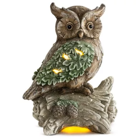 MagicHome karácsonyi dekoráció, Bagoly, LED, kerámia, 31 x 21 x 42 cm