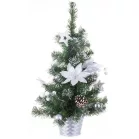 Karácsonyfa MagicHome , ezüst virággal, 20 cm