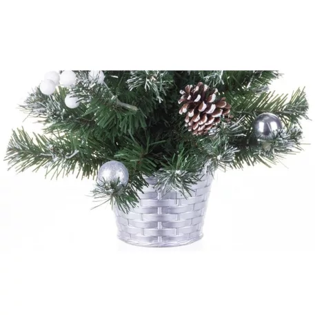 Karácsonyfa MagicHome , ezüst virággal, 20 cm