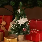 Karácsonyfa MagicHome , ezüst virággal, 20 cm