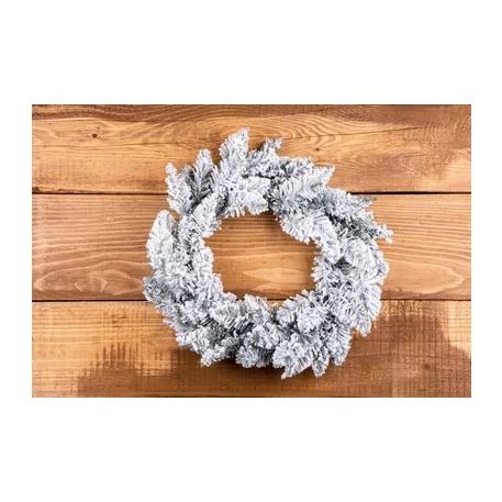 MagicHome karácsonyi koszorú, natúr, havas, 45 cm