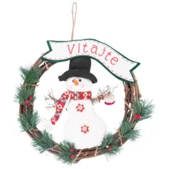 MagicHome karácsonyi Hóember koszorú, 37 cm
