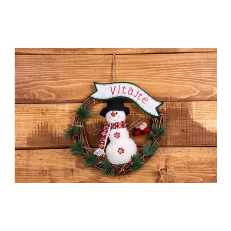 MagicHome karácsonyi Hóember koszorú, 37 cm
