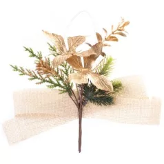   MagicHome karácsonyi díszfaág pillangókkal, arany színű, 19 cm