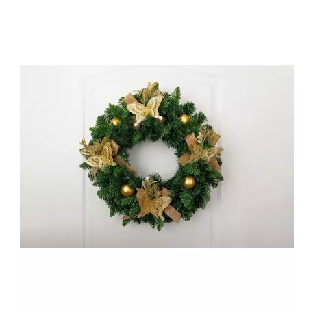 MagicHome karácsonyi díszfaág pillangóval, arany színű, 18 cm