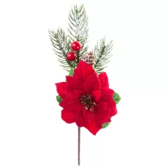 MagicHome karácsonyi ág Mikulásvirággal, 22 cm