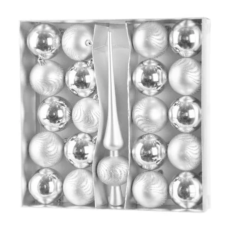 MagicHome karácsonyi gömbök+csúcs, 21 db, 6 cm