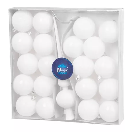 MagicHome karácsonyi gömbök+csúcs, 21 db, 6 cm