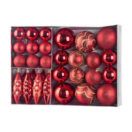 MagicHome karácsonyi gömb készlet, 31 db, piros