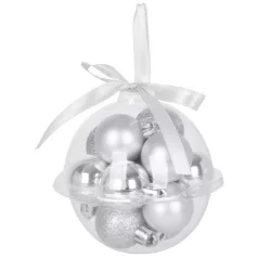 MagicHome karácsonyi gömbök, 12 db, 3 cm, ezüst