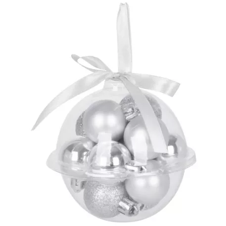 MagicHome karácsonyi gömbök, 12 db, 3 cm, ezüst