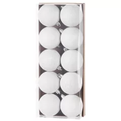 MagicHome karácsonyi gömbök, 10 db, fehér, 6 cm