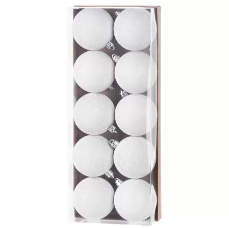 MagicHome karácsonyi gömbök, 10 db, fehér, 6 cm