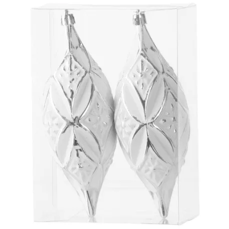 MagicHome karácsonyi dísz, ezüst, karácsonyfára, 2 db, 16 cm