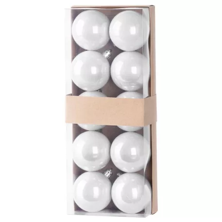 MagicHome karácsonyi gömbök, 10 db, fehér, 5 cm