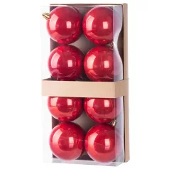   MagicHome karácsonyi gömbok, 8 db, piros, karácsonyfára, 7 cm