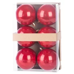   MagicHome karácsonyi gömbok, 6 db, piros, karácsonyfára, 8 cm