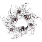 MagicHome karácsonyi koszorú, havas, tobozokkal, 50 x 50 x 14 cm