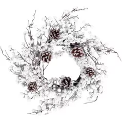   MagicHome karácsonyi koszorú, havas, tobozokkal, 50 x 50 x 14 cm