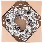 MagicHome karácsonyi koszorú, havas, tobozokkal, 50 x 50 x 14 cm