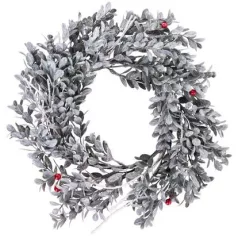 MagicHome karácsonyi koszorú, fagyöngy, 30 x 30 x 8 cm