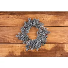 MagicHome karácsonyi koszorú, fagyöngy, 30 x 30 x 8 cm