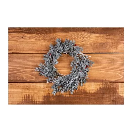 MagicHome karácsonyi koszorú, fagyöngy, 30 x 30 x 8 cm