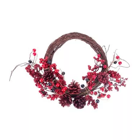 MagicHome karácsonyi koszorú, fonott, 37 x 32 x 11 cm