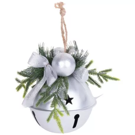MagicHome karácsonyi száncsengő, 8 x 8 x 10 cm, ezüst